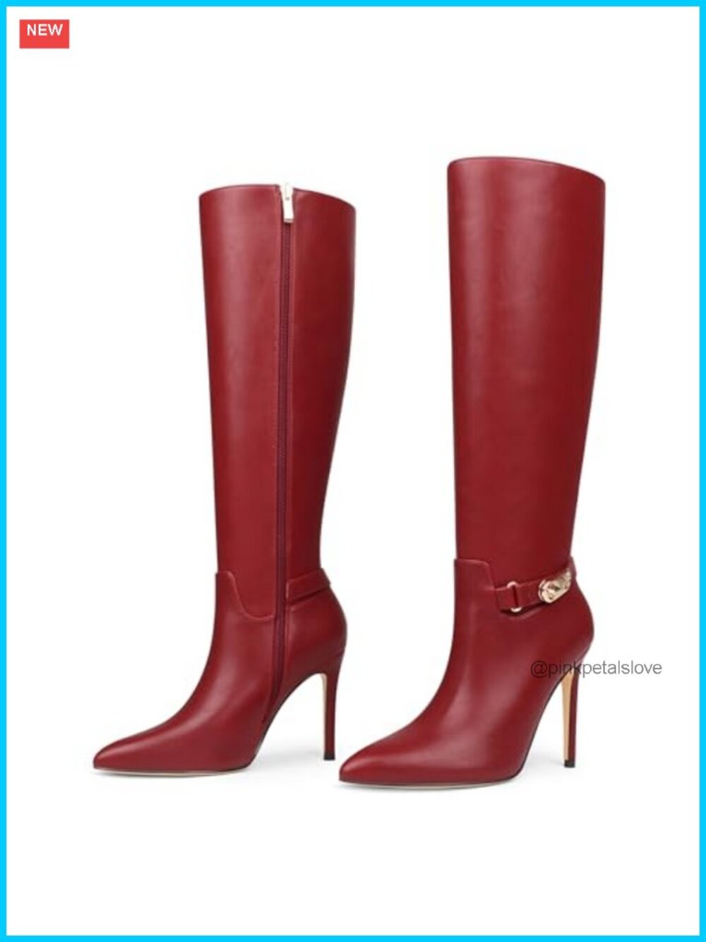 Women's Knee High Pointed Toe Stiletto Buckle Slouch Tall Boots